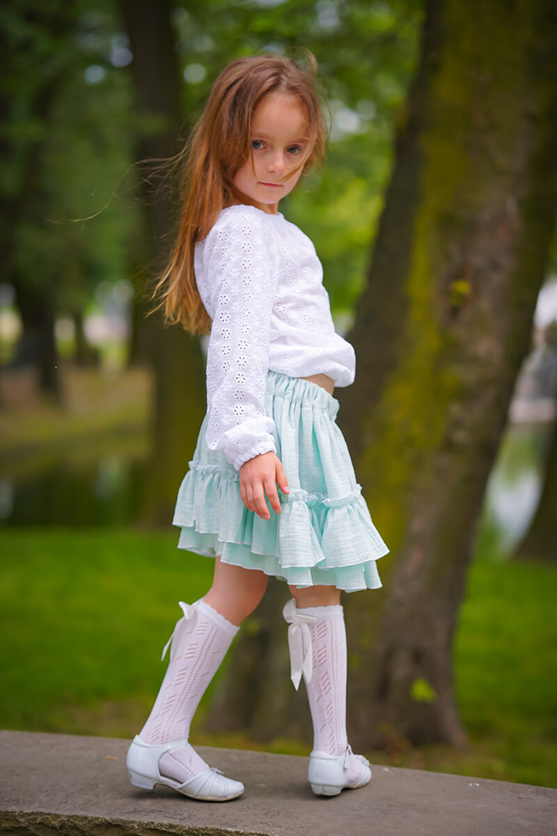 Dziewczęca Bluzeczka z Długim Rękawem Zakończonym Gumeczką