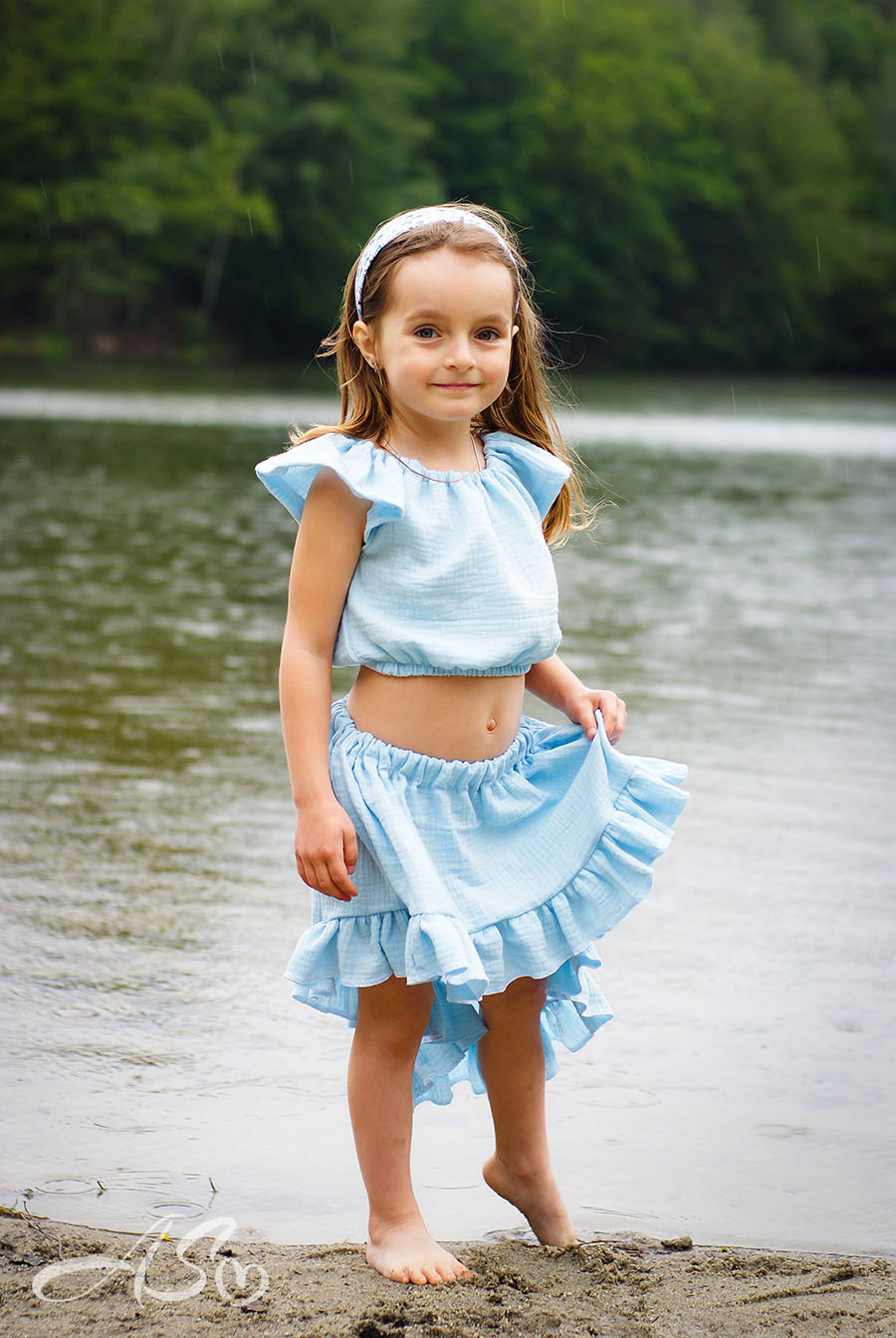 Dwuczęściowy Komplet: Top Typu „Hiszpanka” z Rozkloszowaną Spódnicą - obrazek 3